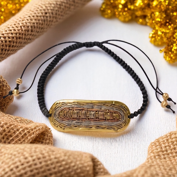 🆕Handcrafted Brass Artisan Bracelet | Adjustable Cord Anklet or Wristwear - Picture 1 of 15